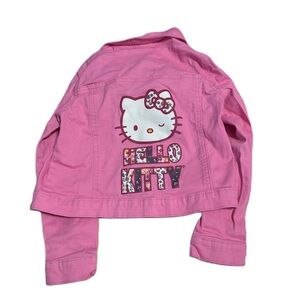 Hello Kitty Pink Jean Jacket for Kids Sz 7 Floral Design Girls